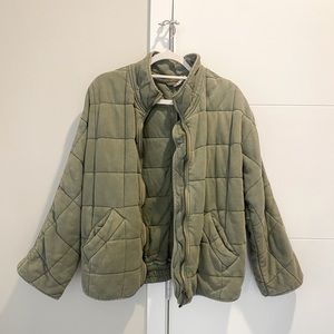 Free People Quilted Dolman Green Jacket